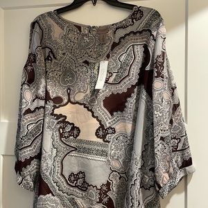 Chico’s Brand New 3/4 cold shoulder paisley blouse